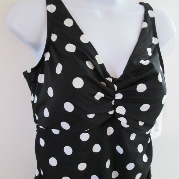 Swim Solutions Polka Dot Tummy Control Tankini Swim Top NWOT Sz 16 - Picture 6 of 10